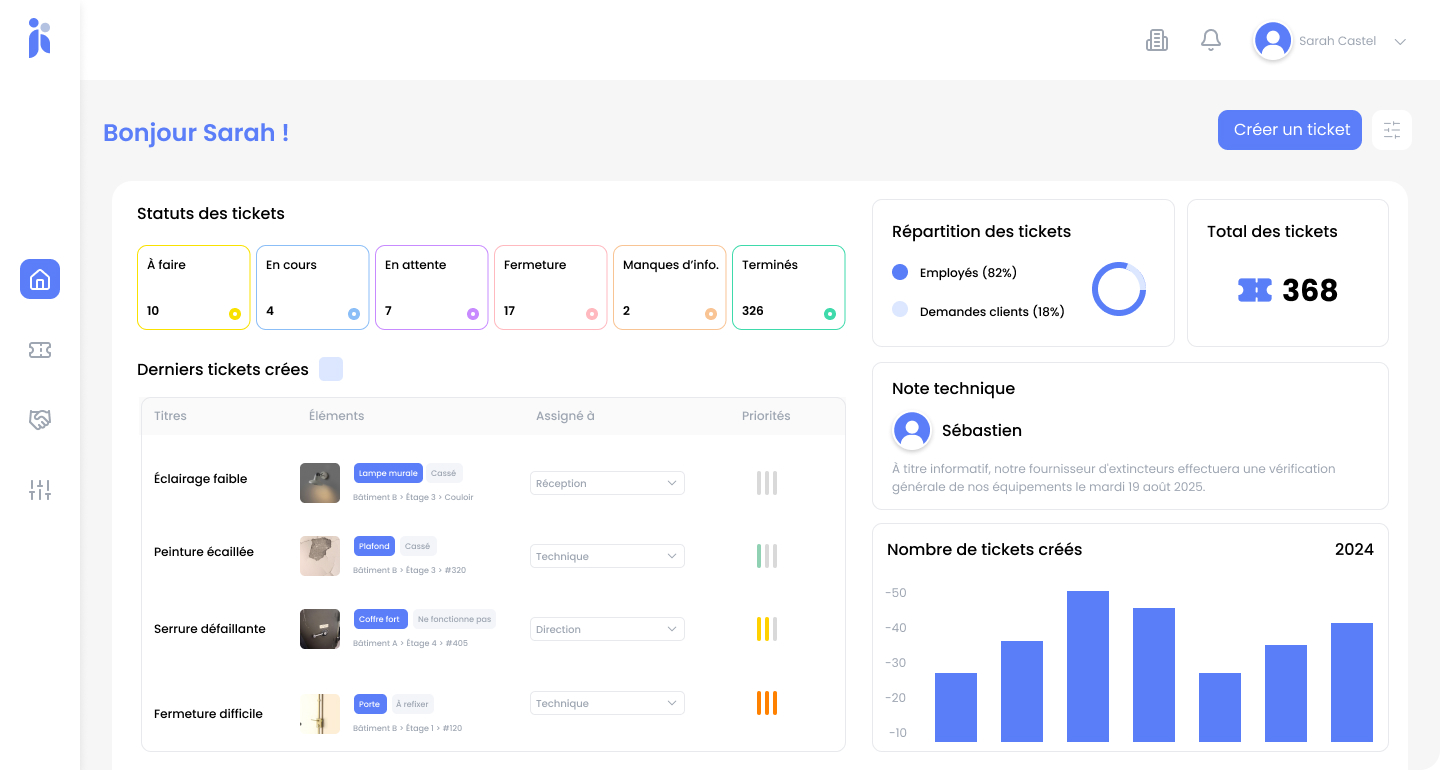Interface Inara – maintenance hôtelière