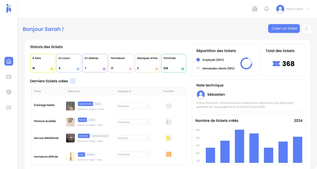Interface Inara – maintenance hôtelière